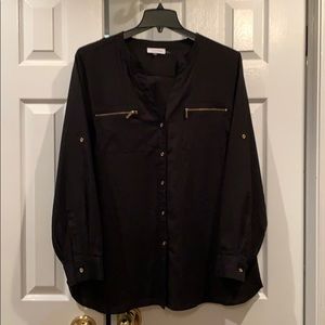 Plus Size Calvin Klein Roll-Tab Blouse